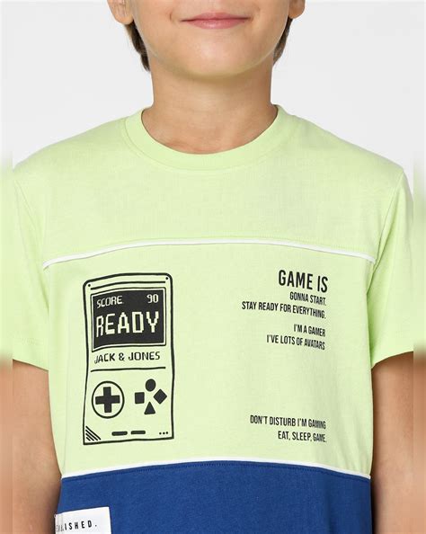Buy Boys Green Colourblocked Crew Neck T-shirt Online at Jack & Jones ...