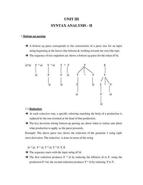 UNIT- III - Syntax Analysis - II - Compiler Engineering - Studocu