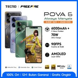 Promo TECNO POVA 6 Pro 5G - 12+12GB*+256GB, Mediatek Dimensity 6080 5G ...