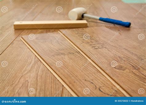 Laminate Floor and Tools Used Stock Photo - Image of measuring, maple ...