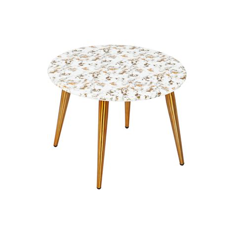 Unique 1 Corner Table by Geeken | Rubberwood Top, Gold Plated Leg