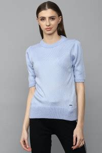 Allen Solly Self Design Round Neck Casual Women Light Blue Sweater ...