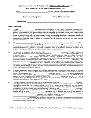 Maot Contestant Contract - Fillable - Miss Arkansas' Outstanding Teen ...