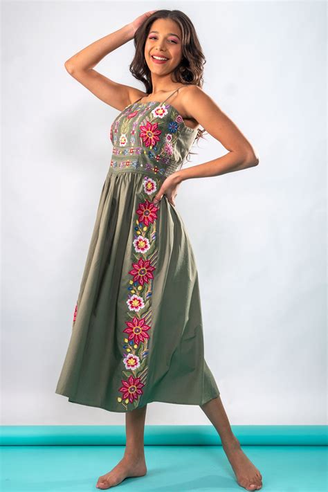 New Nesrine Embroidered Midi Dress | Thefinespun