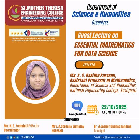 Guest Lecture on Essential Mathematics | News & Events | St. Mother ...