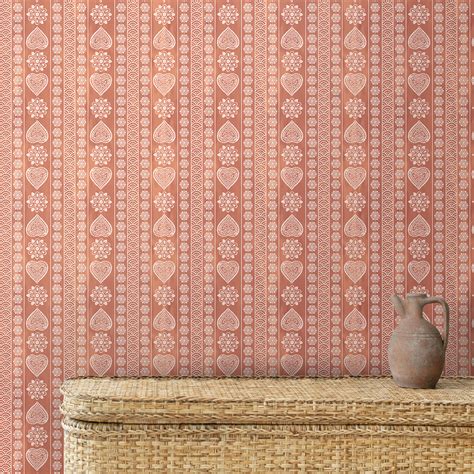 Sarangi Rajasthani Block Print Design Wallpaper Rust | lifencolors ...