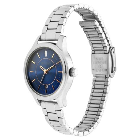 Buy Online Titan Quartz Analog with Date Blue Dial Metal Strap Watch ...