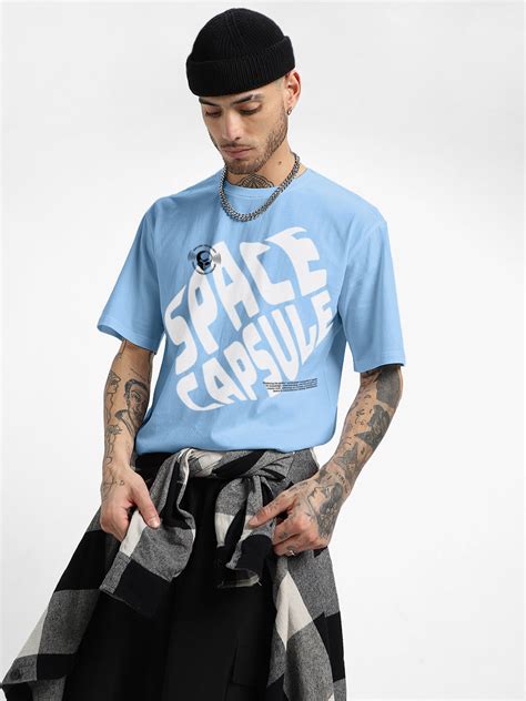 SPACE CAPSULE Blue Oversized Front Graphic Printed Tshirt – Veirdo
