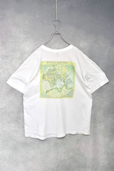 old “ banana republic ” white cotton printed pocket t-shirts / made in ...