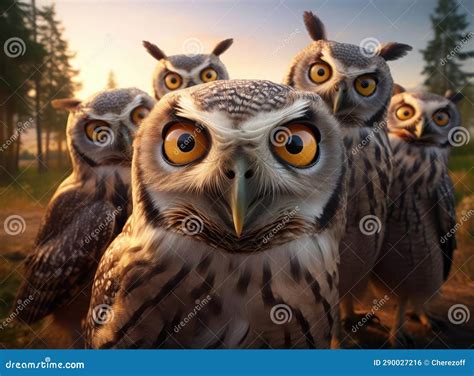 A group of owls stock illustration. Illustration of drawing - 290027216