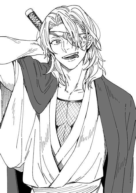 宇髄天元 鬼滅の刃 | イラスト 塗り絵, イラスト, 天元