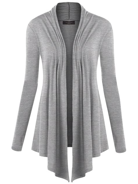 Made by Johnny Women's Draped Open Front Cardigan L HEATHER_GREY ...