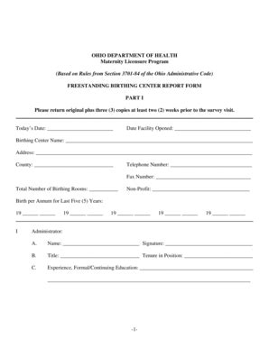 Fillable Online odh ohio Freestanding Birthing Centers Report Form ...