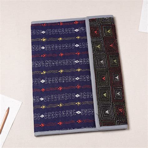 Blue Bengal Kantha Work Handcrafted File Folder