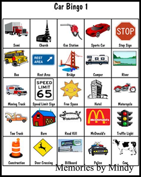 Car Trip Bingo Printable - Printable Calendars AT A GLANCE