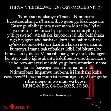 HIRYA Y'IBIGEZWEHO(POST-M... | Quotes & Writings by BUCECE Dominique ...