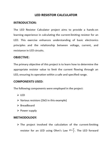 Led Resistor Calculator | PDF | Resistor | Electrical Resistance And ...