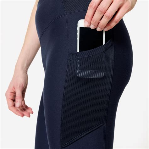 Women's Fitness Leggings with Phone Pocket - Navy Blue DOMYOS | Decathlon