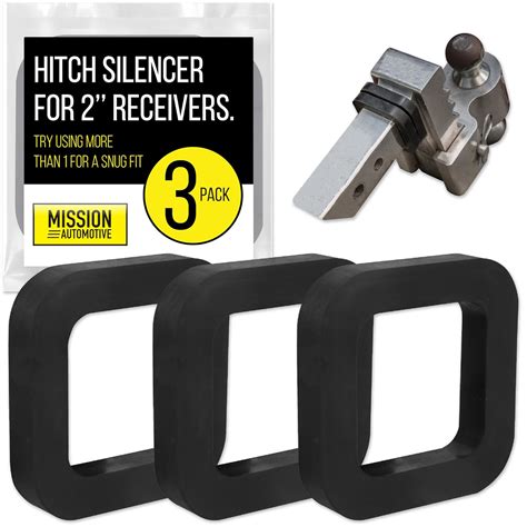 3 Pack - 2 Inch Hitch Receiver Silencer Pad for Adjustable Ball Mounts ...