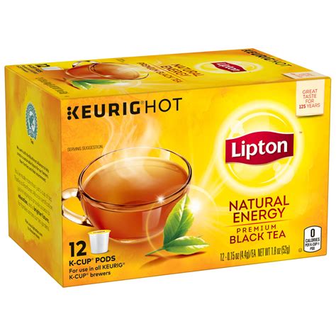 Lipton Natural Energy Premium Black Tea Keurig K-cups, Tea Pods, 12 Ct ...
