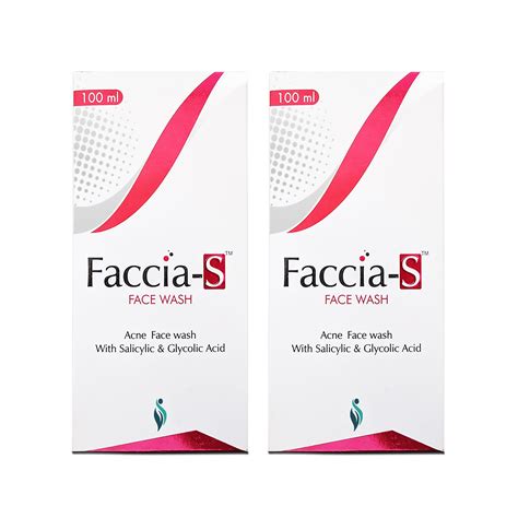 Anti-Acne Faccia-S Face Wash, 5% Aloe Vera, 1% Glycolic Acid, and 2% ...