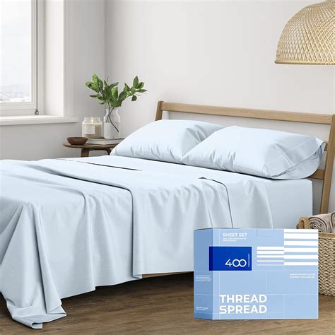 Amazon.com: THREAD SPREAD Cotton Full Size Sheet Sets - 400 Thread ...