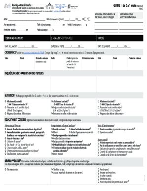 Fillable Online Relev postnatal Rourke : GUIDE I : de 0 1 mois ...