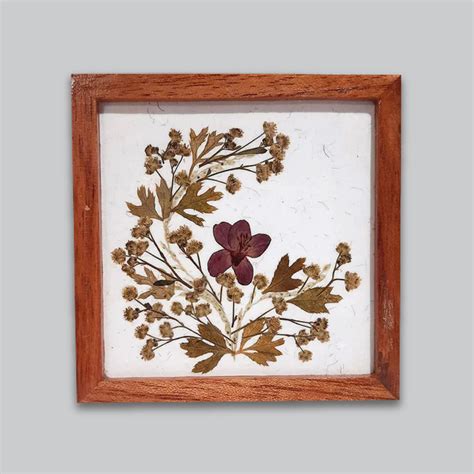 The Bombay Store Flower Pressed Square Coaster (Purple Flower)