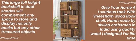 BL Wood Furniture Sheesham Wood Buck Bookcase Storage Unit for Living ...