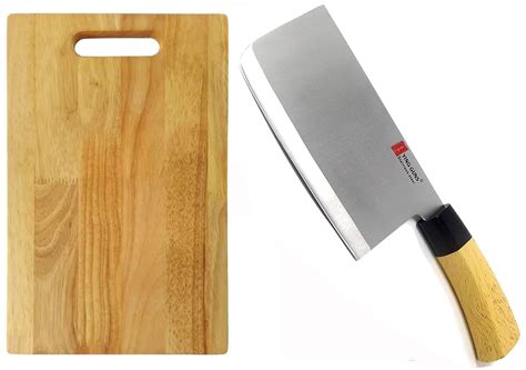 Buy Shruthi Combo Heavy Duty Wooden Chopping Board + Guns Large Chopper ...