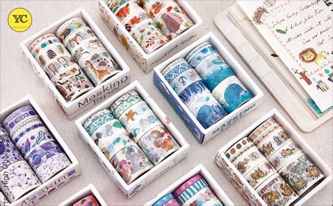 YellowCult Cute Green & Blue Plant Abstract Theme Washi Tapes Set with ...