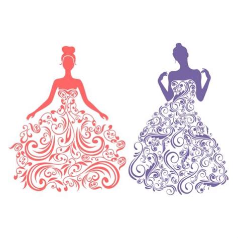 Bride in Floral Wedding Dress Cuttable Design | Apex Embroidery Designs ...
