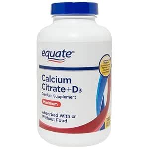 Equate Calcium Citrate plus D3 Maximum Calcium Supplement Coated ...