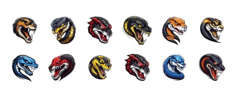 Satz von Cobra-Schlangen-Maskottchen-Logos Variationen von Cobra ...