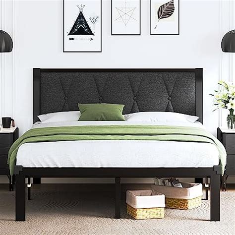 Feonase Full Size Metal Bed Frame with Fabric Button India | Ubuy