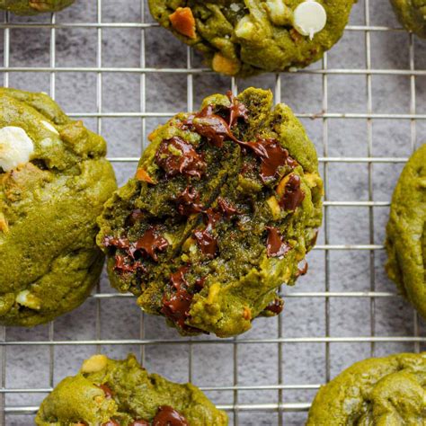 Chewy Brown Butter Matcha Chocolate Chip Cookies with Nuts | Give Me Umami