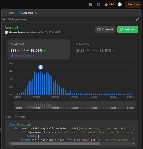 Convert 1D Array into 2D Array Python LeetCode 的图像结果