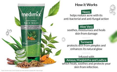 Medimix Anti Pimple Face Wash 100 ml | Neem, Aloevera, Turmeric, Amaya ...
