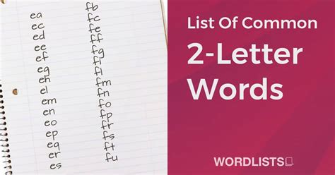 List Of Common 2-Letter Words