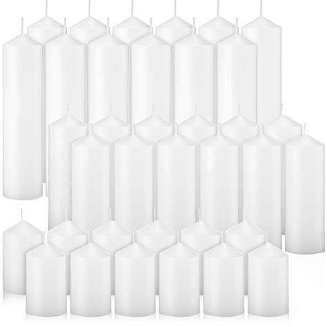 MTLEE 36 Pcs Pillar Candles Bulk Set of 3 Long Burning Wax Pillar ...
