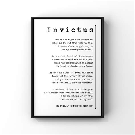 Invictus Poem Print by William Ernest Henley UNFRAMED - Etsy Australia