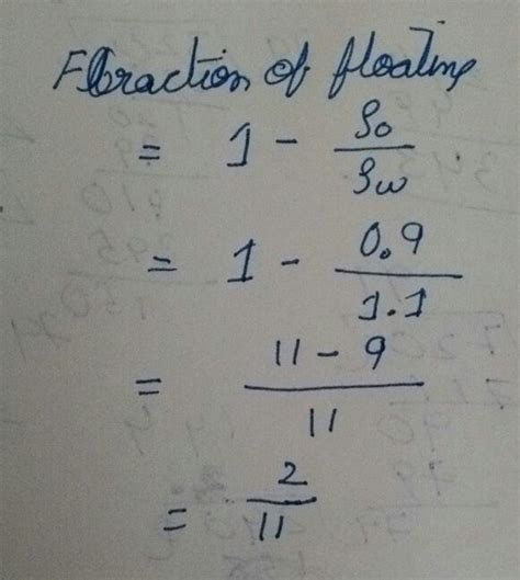 The density of ice is 0.9g/cc and that of sea water is 1.1g/cc. An ...