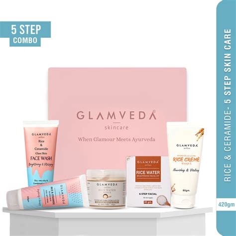 Buy Glamveda Korean Glass Skin Rice & Ceramide Brightening Combo For ...