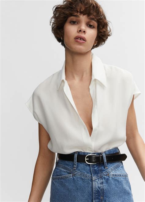 Sleeveless lyocell shirt - Women | MANGO Vietnam