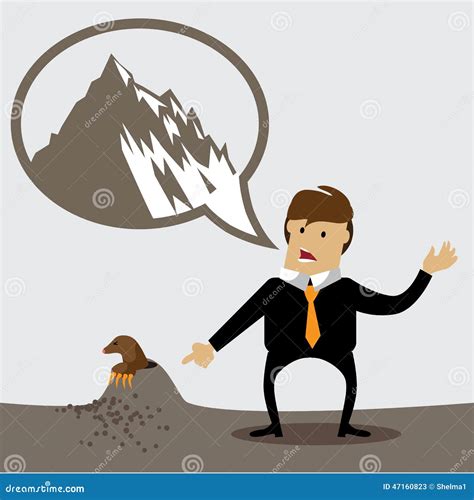 Man Making a Mountain Out of a Molehill Stock Vector - Illustration of ...