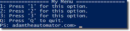 Image result for PowerShell Menu Script