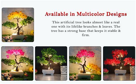 Buy Asharya® Artificial LED Bonsai Plat with Lush Colorful Foliage in ...