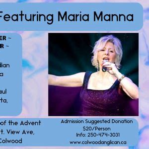 Jazz Vespers Featuring Maria Manna, 510 Mount View Avenue, Victoria, BC ...