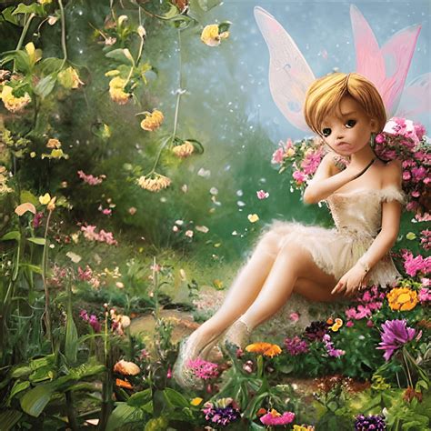 Tinkerbell Fairy in a Flower Garden · Creative Fabrica