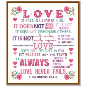 Buy Modern Cross Stitch Pattern Corinthians 13:4-8 Love is Patient ...